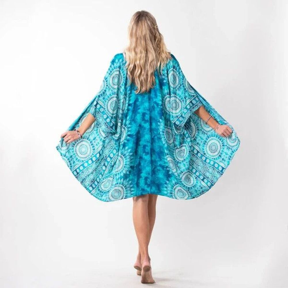 Lotus and Luna Bimini Mandala Swim Cover Up Handmade One Size Flowy Boho - Picture 3 of 7